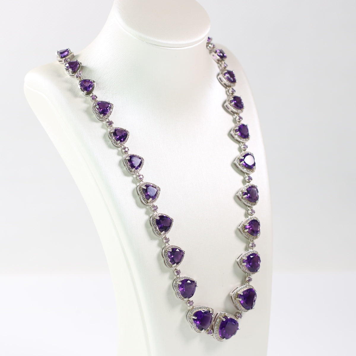 Customization S925 Silver Natural Amethyst Necklace Heart Shape