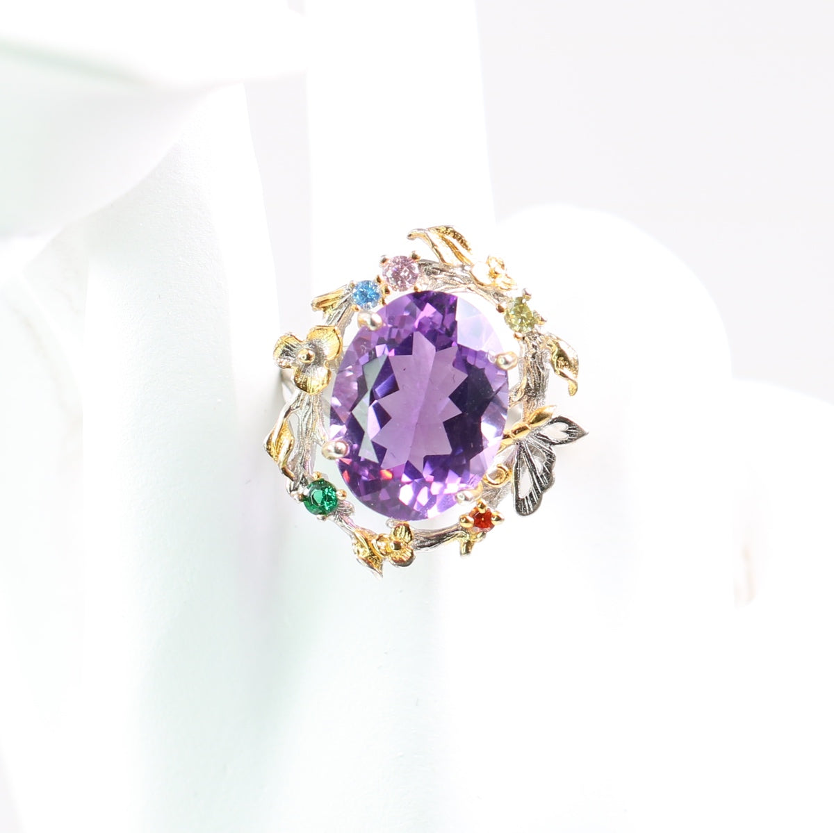 Customize S925 Silver Natural Amethyst 10ct Oval Cutting