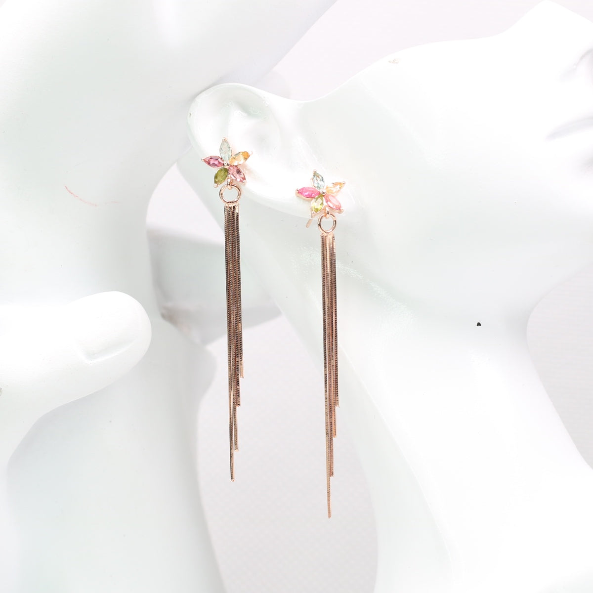 DR1109-18 S925 Silver Natural Tourmaline earring
