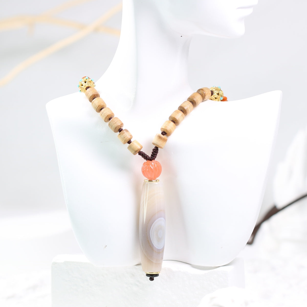 Rare Natural Dzi necklace antique jewelry