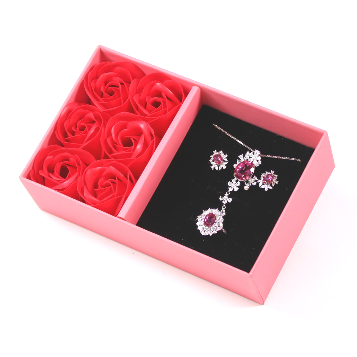 S925 Natural Pink Topaz Ring Earring and Pandent full Setting