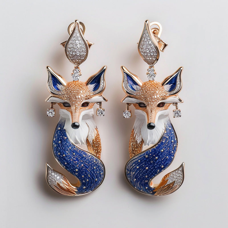 New TS008 enamel fox Ear Stud