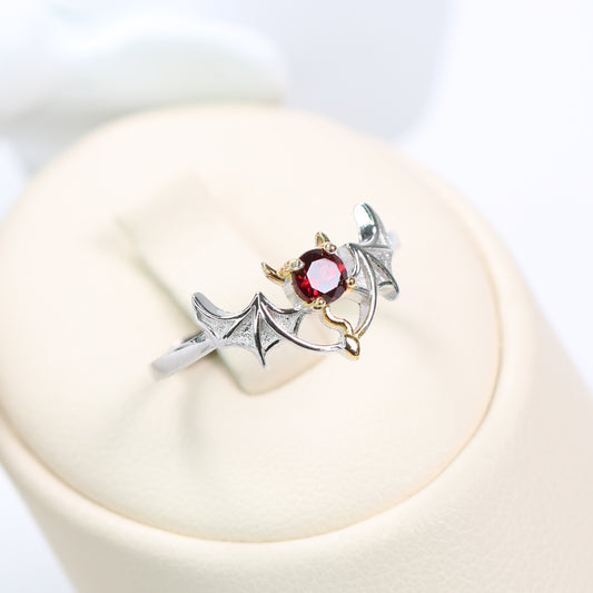 DR1009-10 S925 Silver Natural Garnet ring Bat Setting