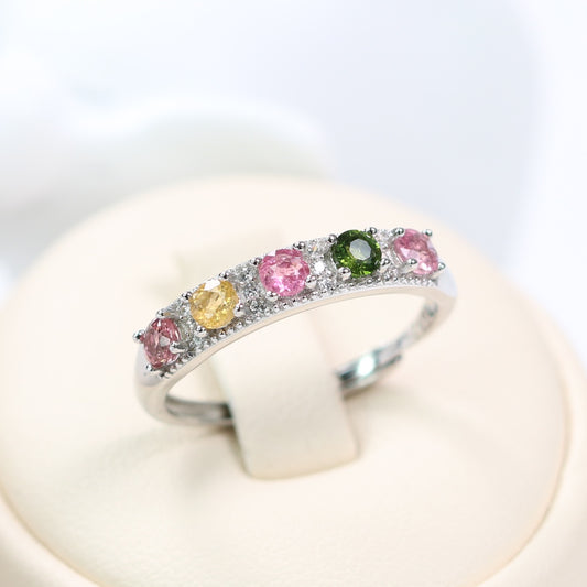 DR1009-16 S925 Silver Natural Tourmaline Ring