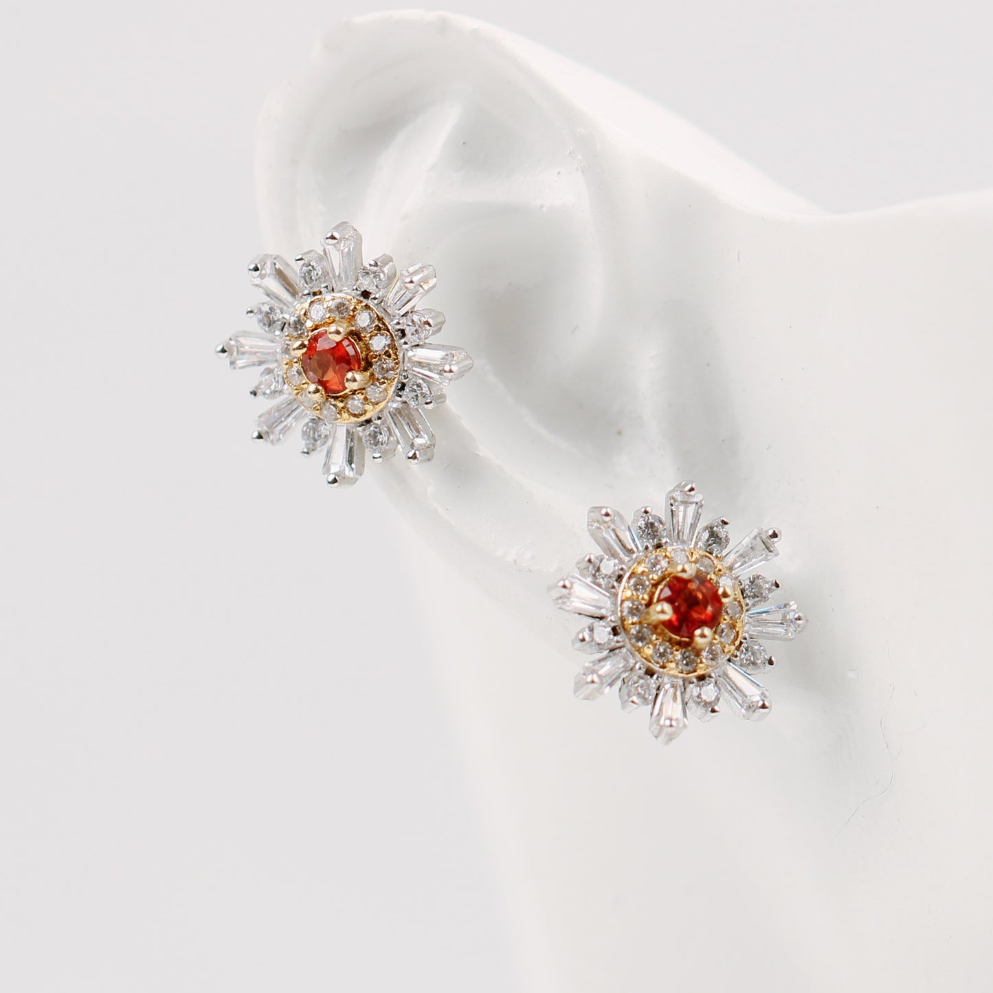 KT  S925 Silver Natural Ruby Earring