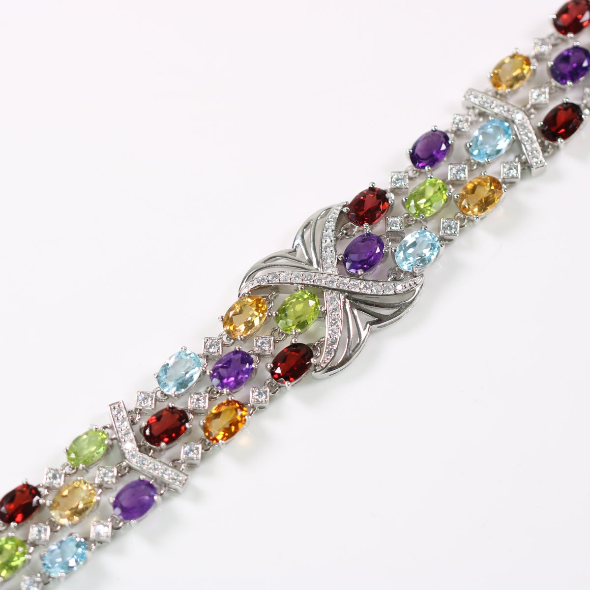 Customize S295 Silver Garnet Citrine Amethyst Topaz Peridot Bracelet