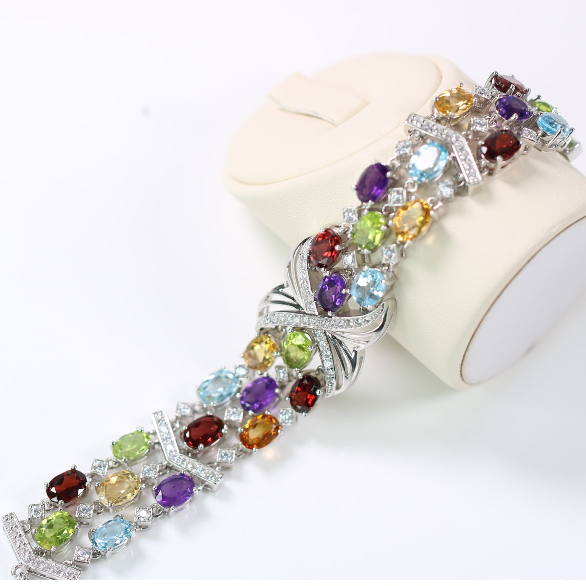 Customize S295 Silver Garnet Citrine Amethyst Topaz Peridot Bracelet