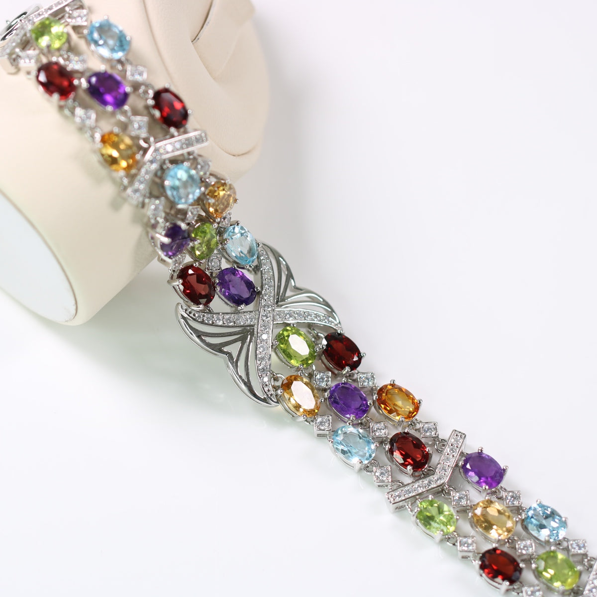 Customize S295 Silver Garnet Citrine Amethyst Topaz Peridot Bracelet