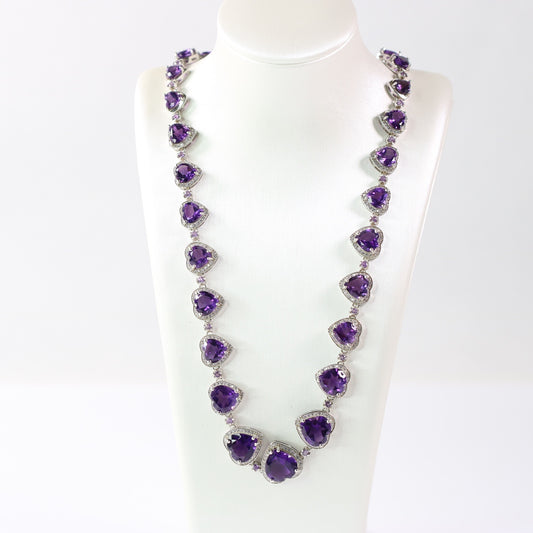 Customization S925 Silver Natural Amethyst Necklace Heart Shape