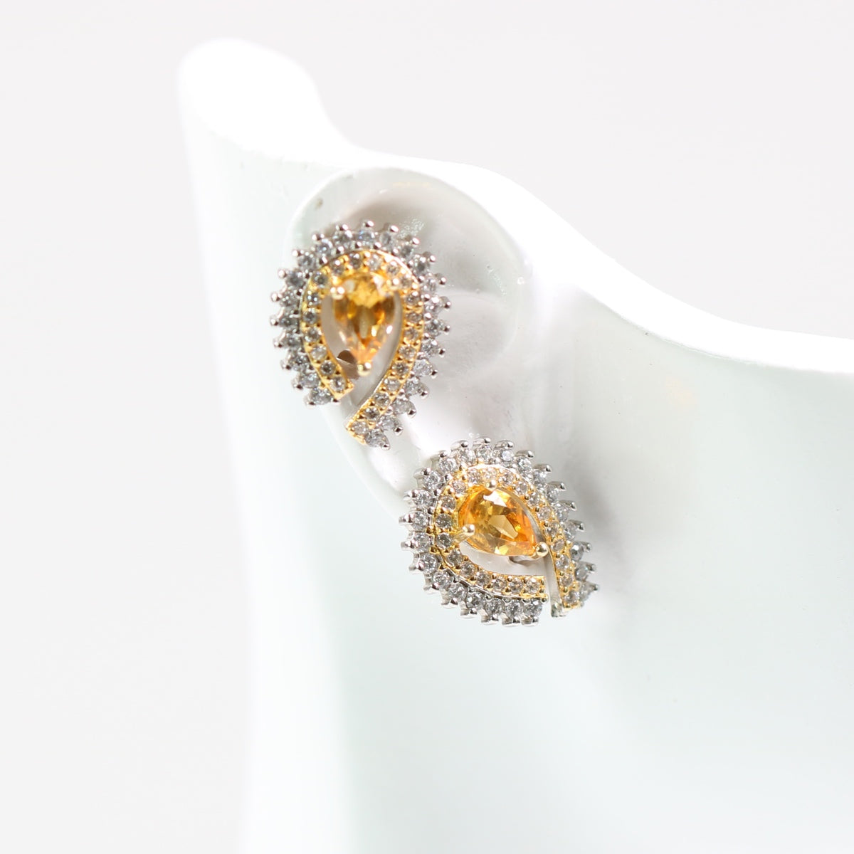 S925 Silver Natural Citrine Ear studs