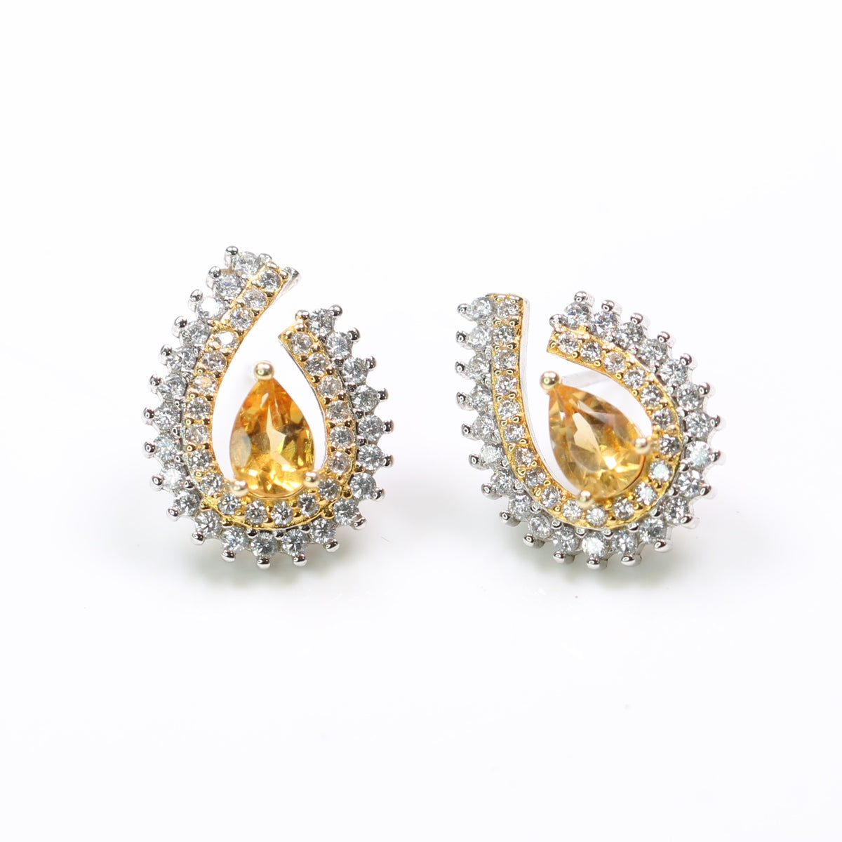 S925 Silver Natural Citrine Ear studs