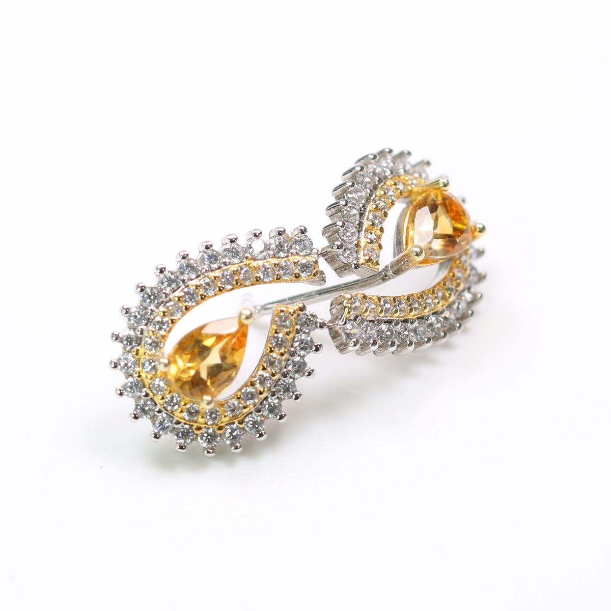 S925 Silver Natural Citrine Ear studs