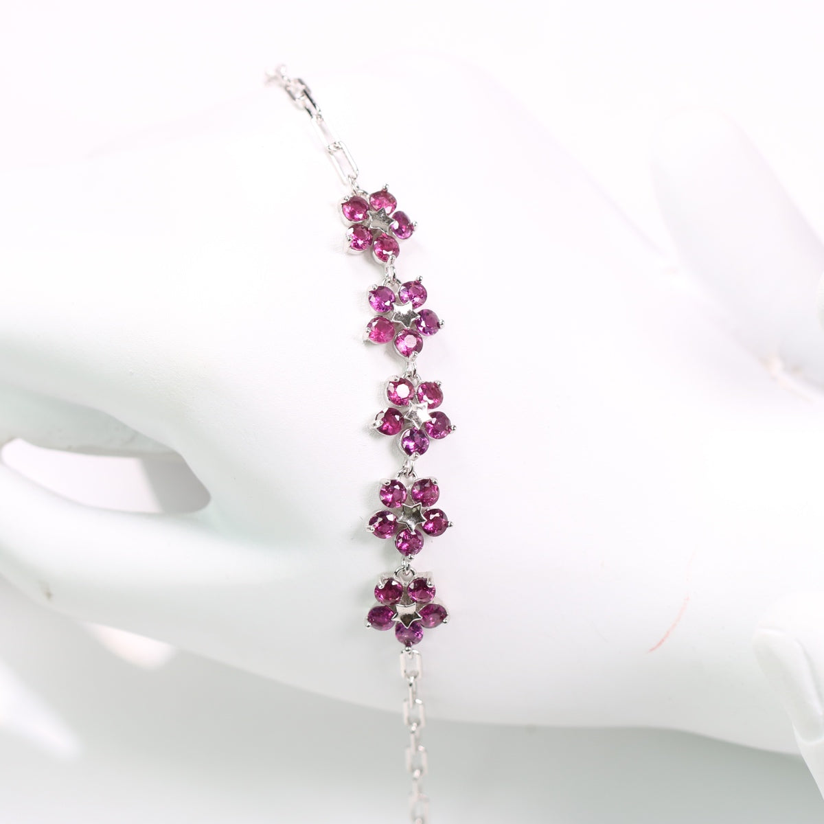 DR1009-1 Silver 925 Natural Garnet Purple Bracelet