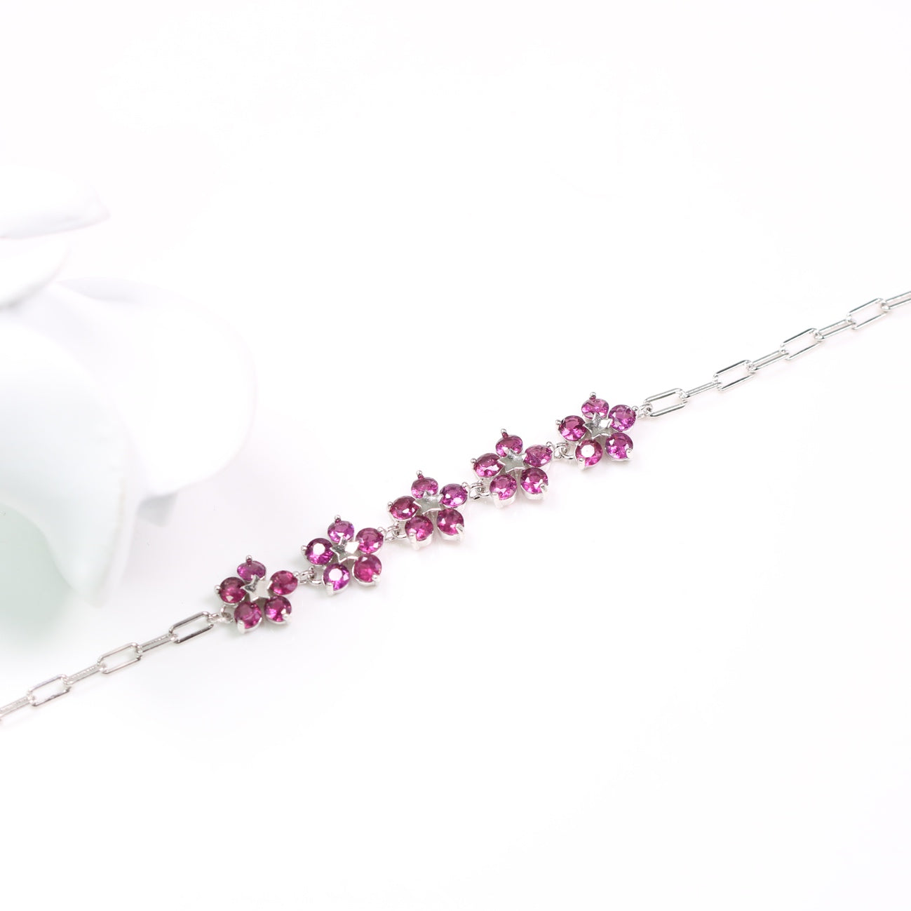 DR1009-1 Silver 925 Natural Garnet Purple Bracelet