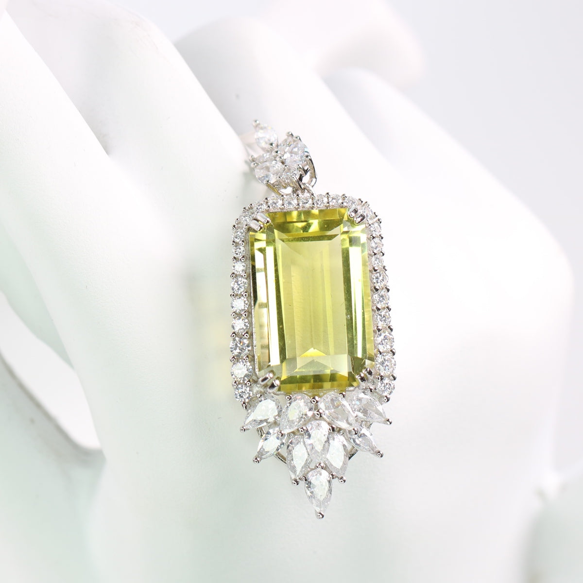 Customize S925 Silver Natural Peridot Pendent  Necklace EST 15ct