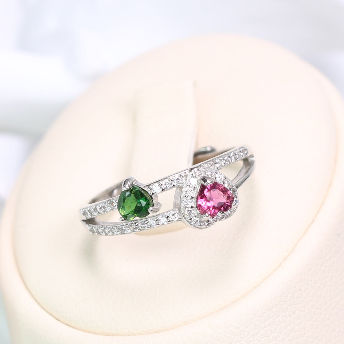 DR1162-5 S925 Silver Natural Tourmaline Ring