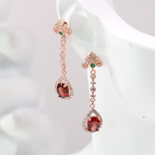 Silver 925 Natural Garnet earring 2ct oval