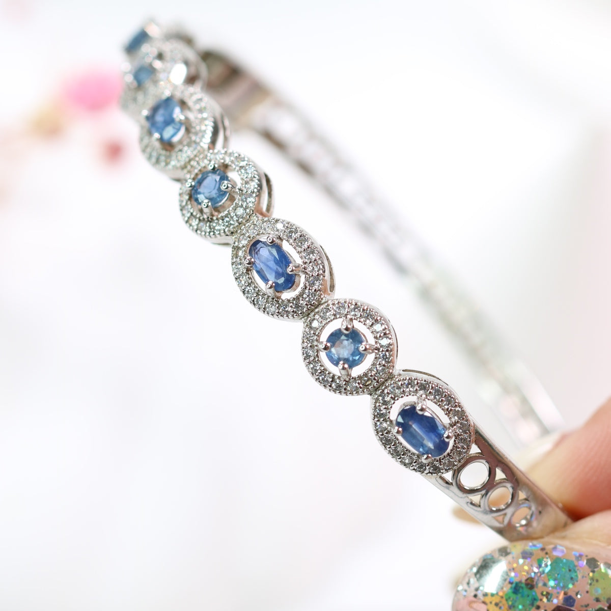 AF2028-14 S925 Silver Natural Sapphire Bracelet