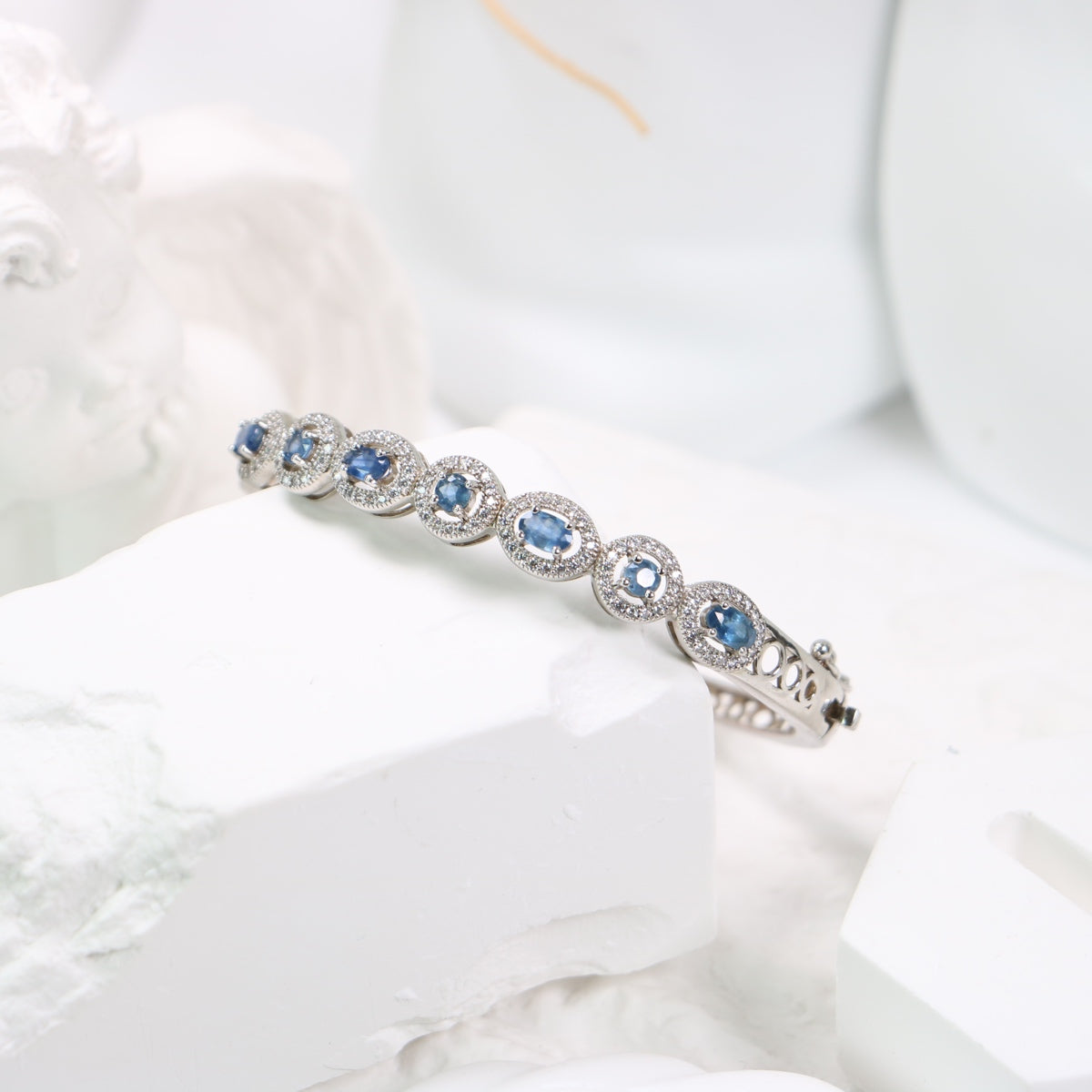 AF2028-14 S925 Silver Natural Sapphire Bracelet