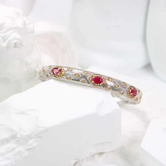 AF2028 S925 Silver Heated Ruby Bracelet 1.5ct Bangle