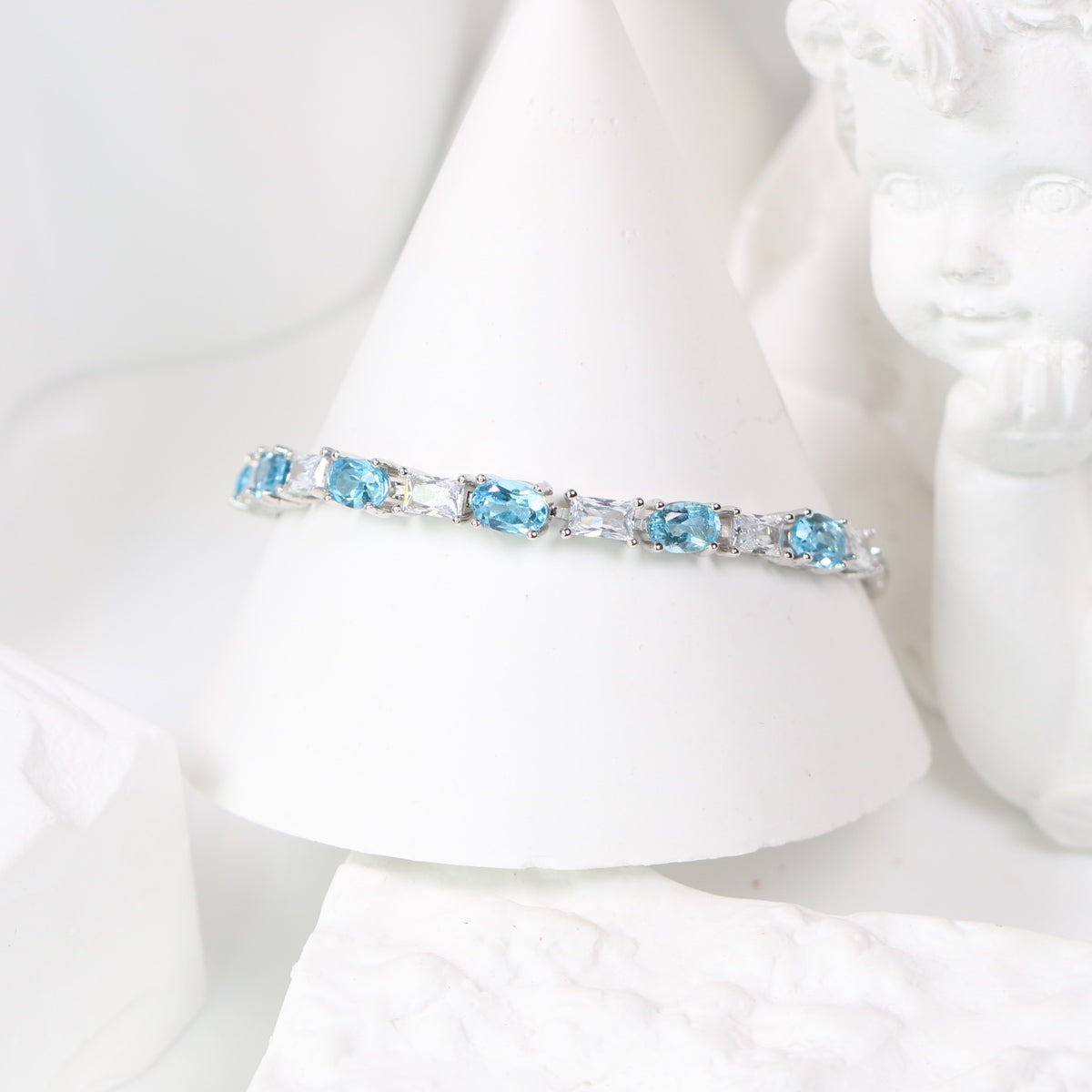 DP1144-4 S925 Silver Natural Topaz Bracelet