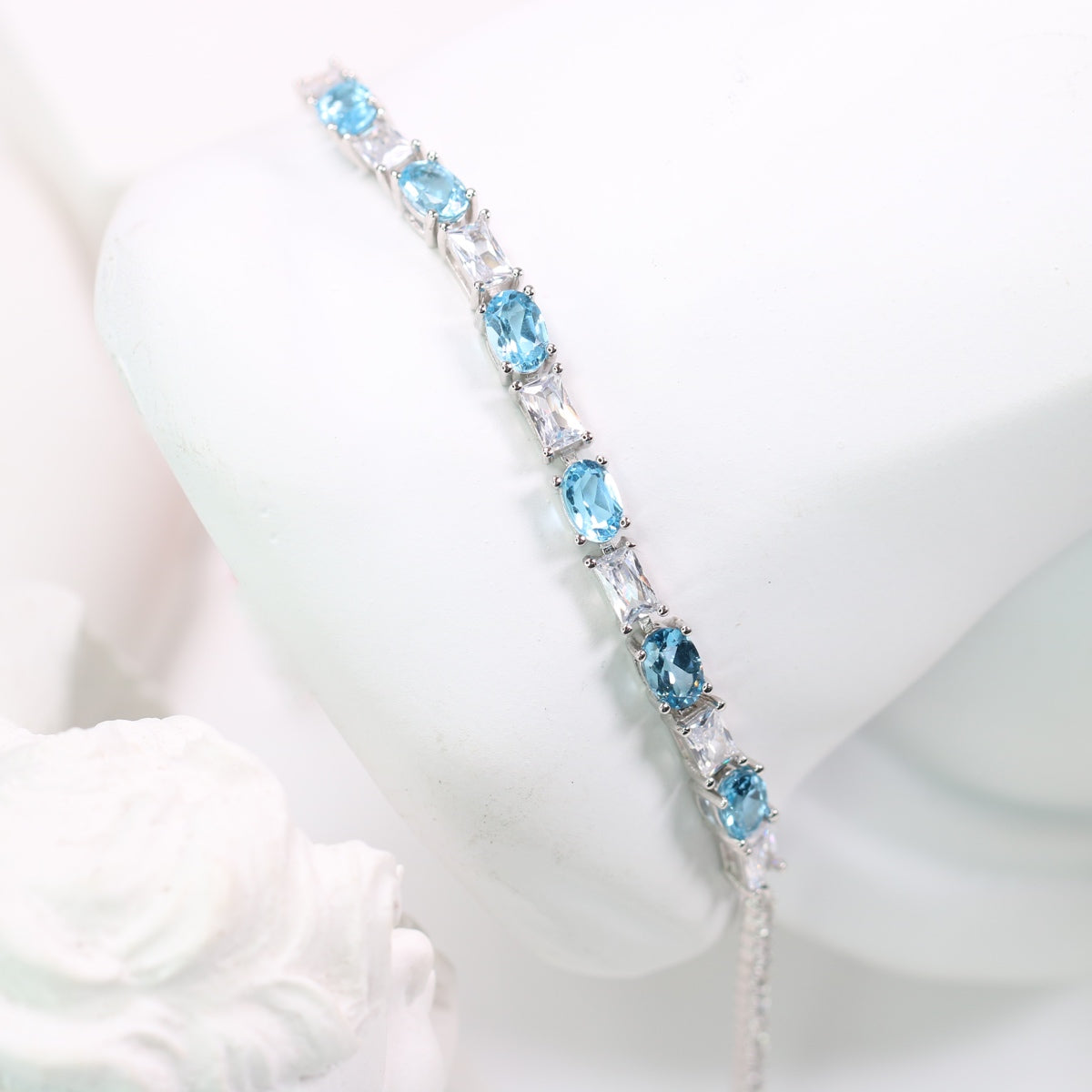 DP1144-4 S925 Silver Natural Topaz Bracelet