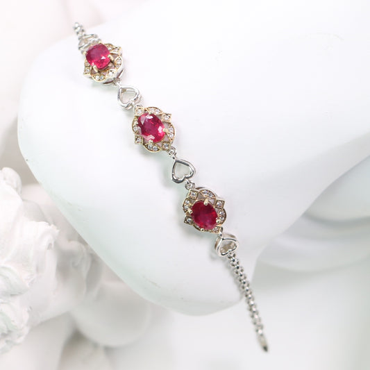 S925 Silver Natural Burma Ruby Bracelet