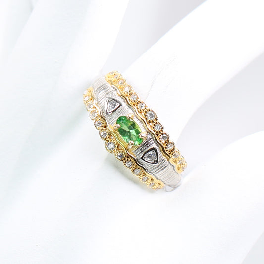 BR1222-22 S925 Silver Natural Tsavorite Garnet ring