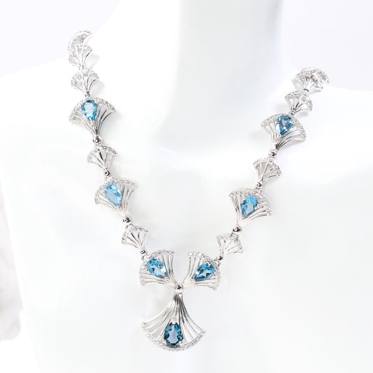 JB8160-11 S925 Silver Natural Topaz Necklace London Blue