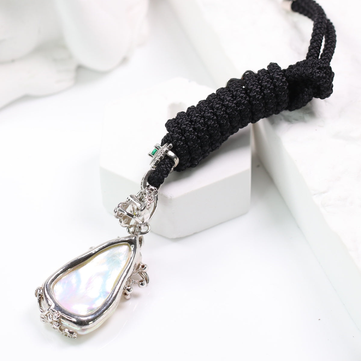 Exclusive Natural Baroque Pearl Pendent with Gem Stone