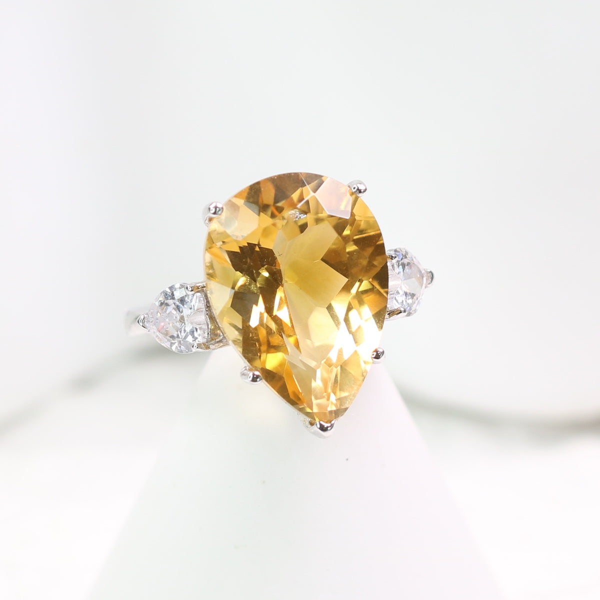 JR3679-4 S925 Silver Natural Citrine Ring