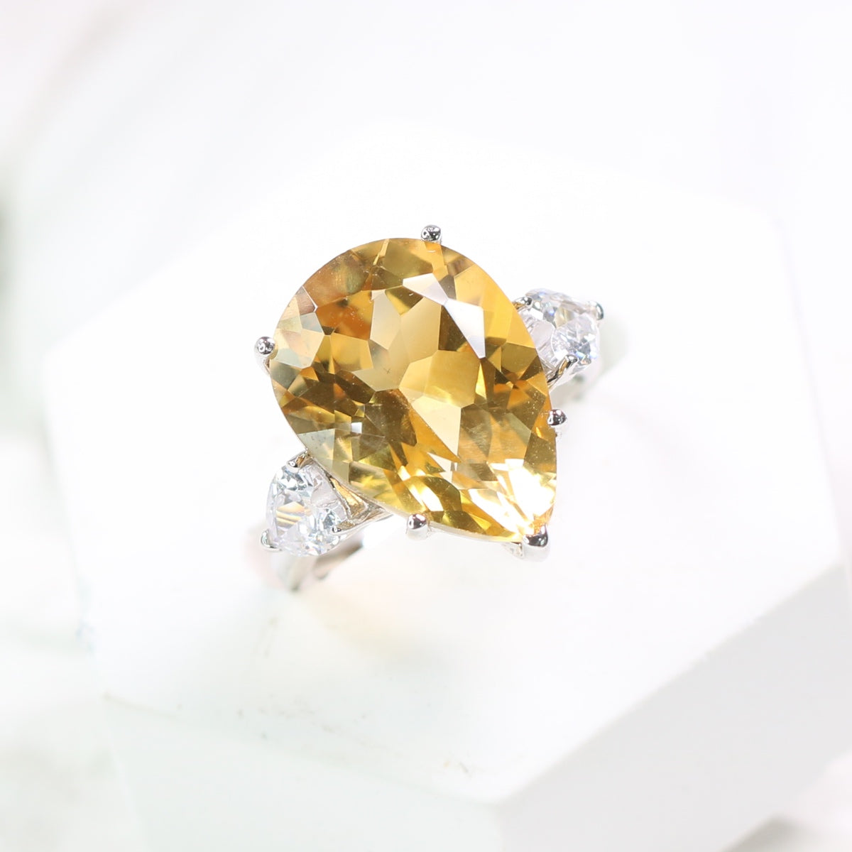 JR3679-4 S925 Silver Natural Citrine Ring