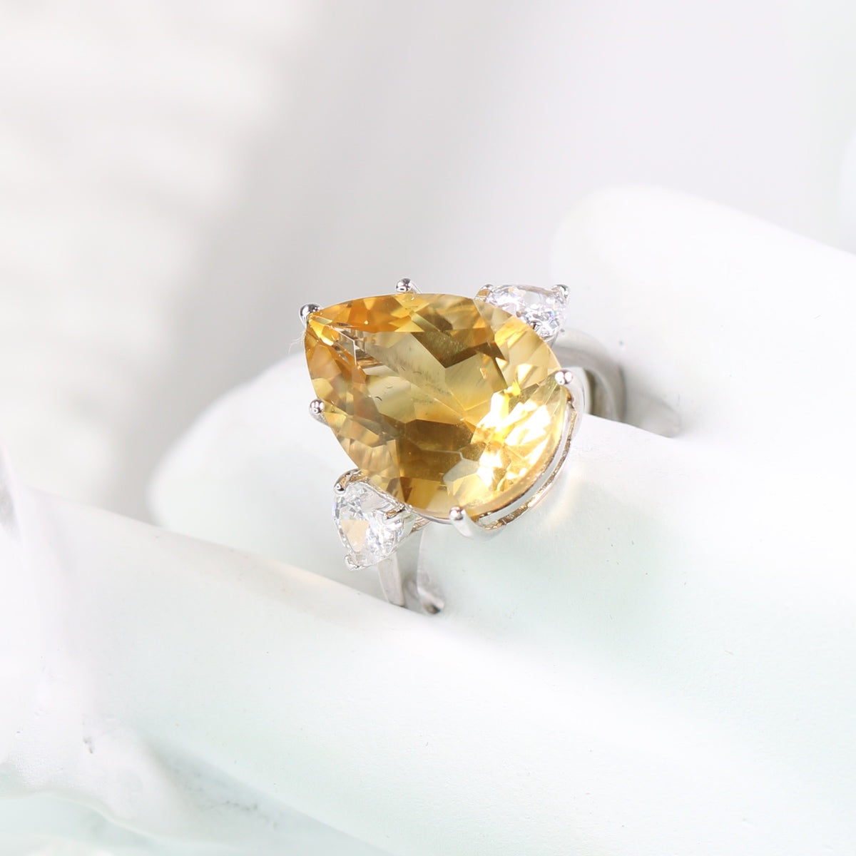 JR3679-4 S925 Silver Natural Citrine Ring