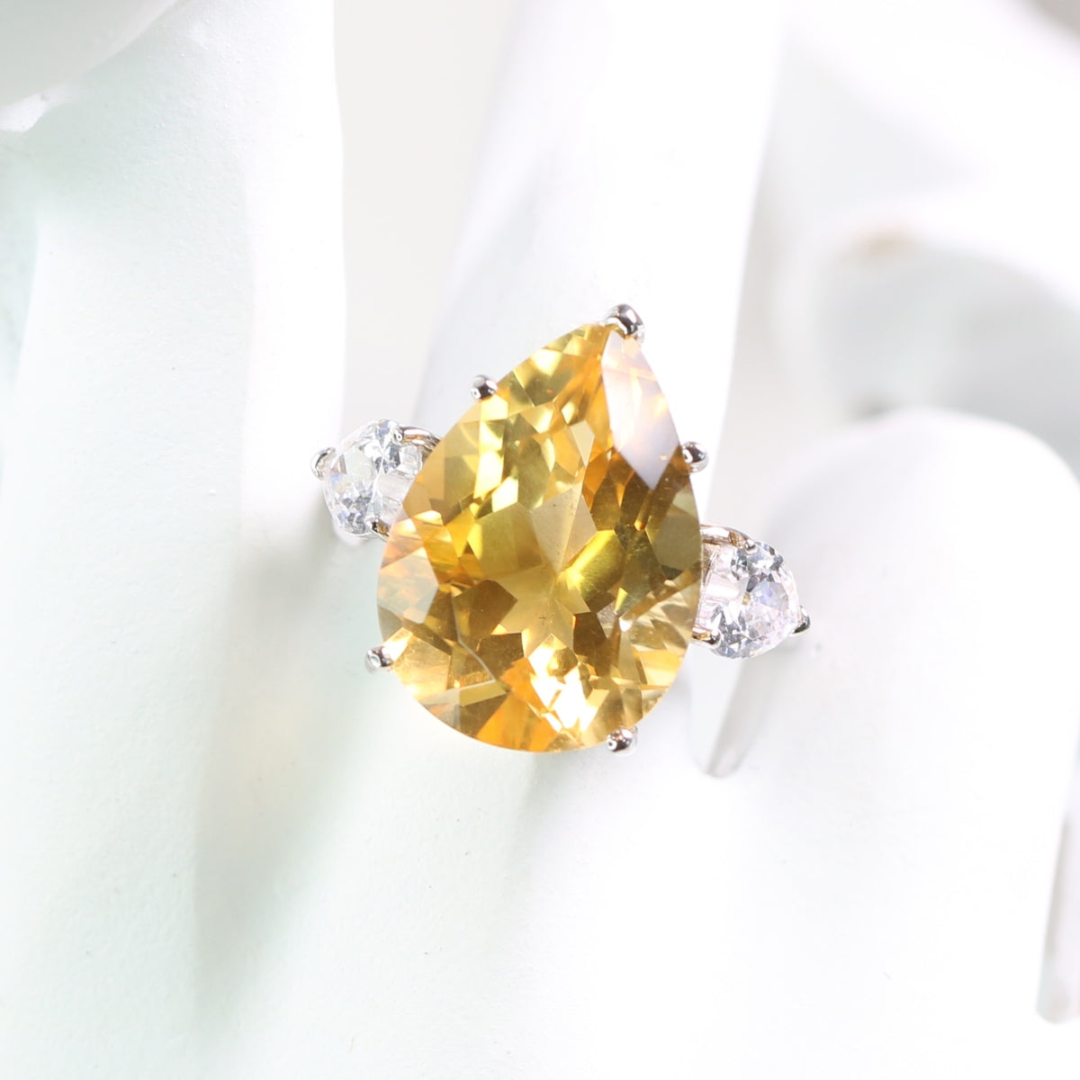 JR3679-4 S925 Silver Natural Citrine Ring