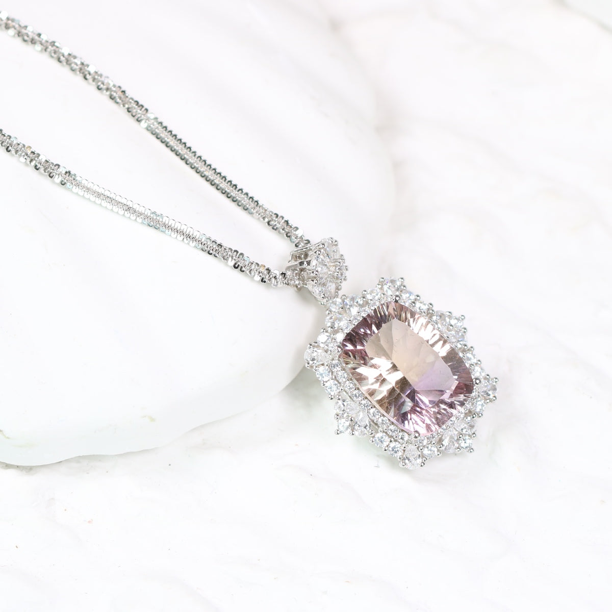 JP1911-13 S925 Silver Natural Ametrine Necklace