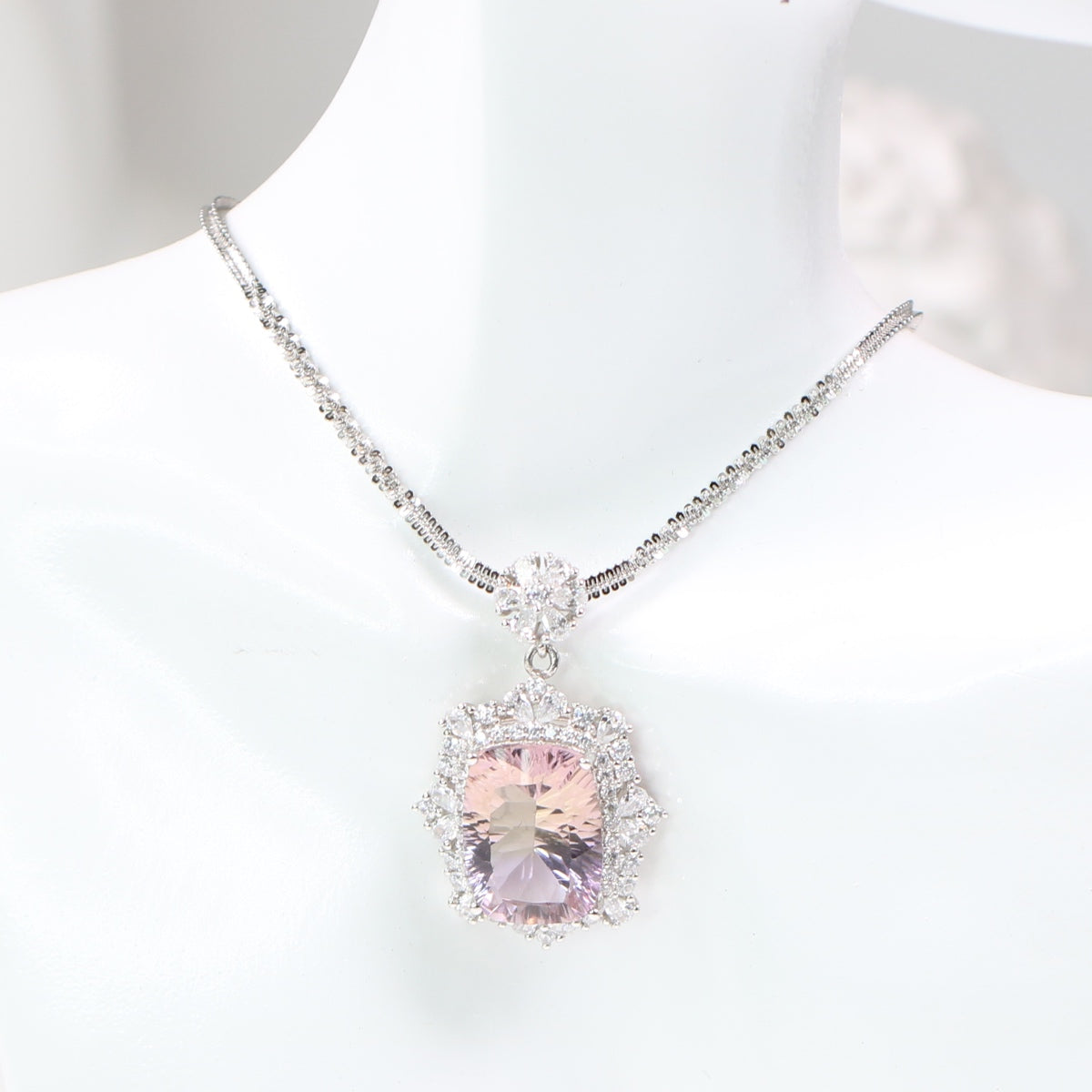 JP1911-13 S925 Silver Natural Ametrine Necklace