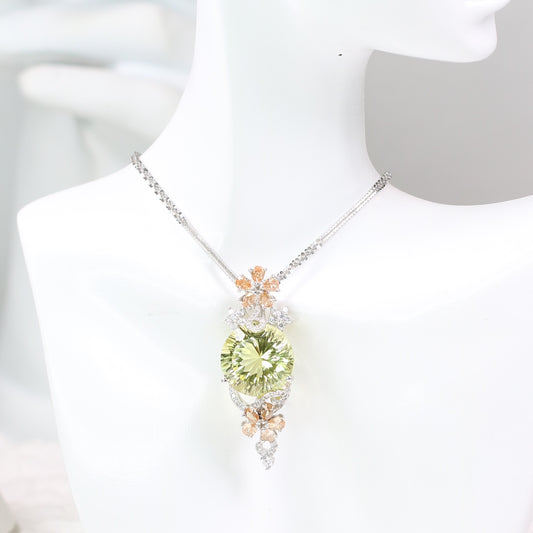 S925 Silver Natural Lemon Quartz Necklace