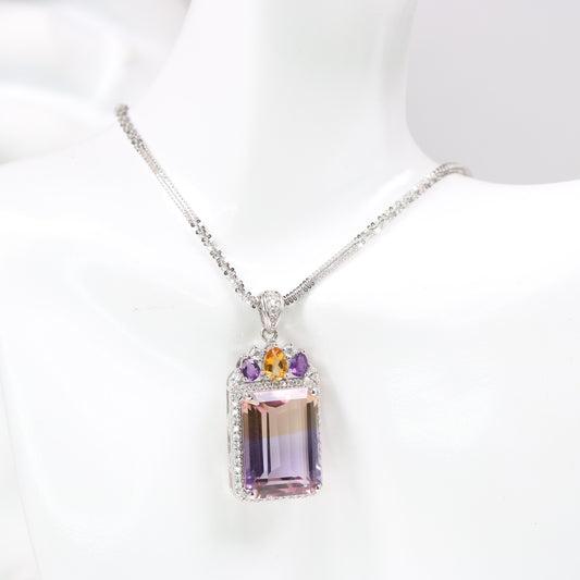 ONE S925 Silver Natural Ametrine Necklace