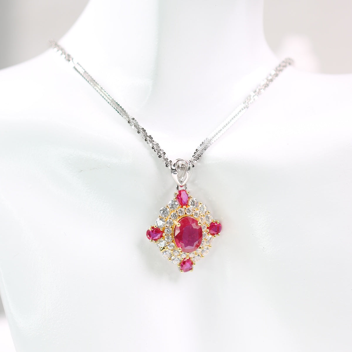 JP1280 S925 Silver Natural Ruby Necklace 3CT