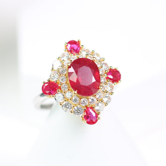 JR3650 S925 Silver Natural Ruby Ring 3CT