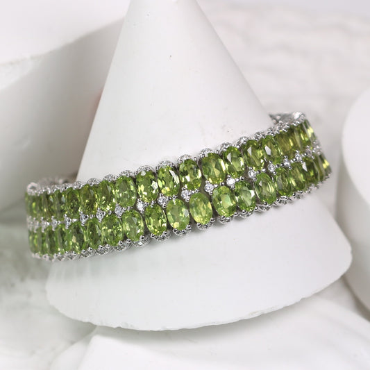 ONE S925 Silver Natural Peridot Bracelet