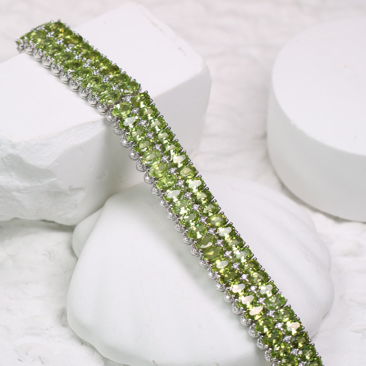 ONE S925 Silver Natural Peridot Bracelet