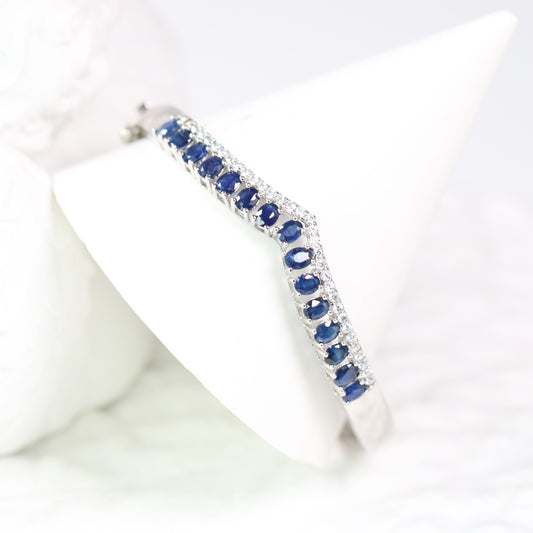 ONE S925 Silver Natural Sapphire Royal Blue Bracelet