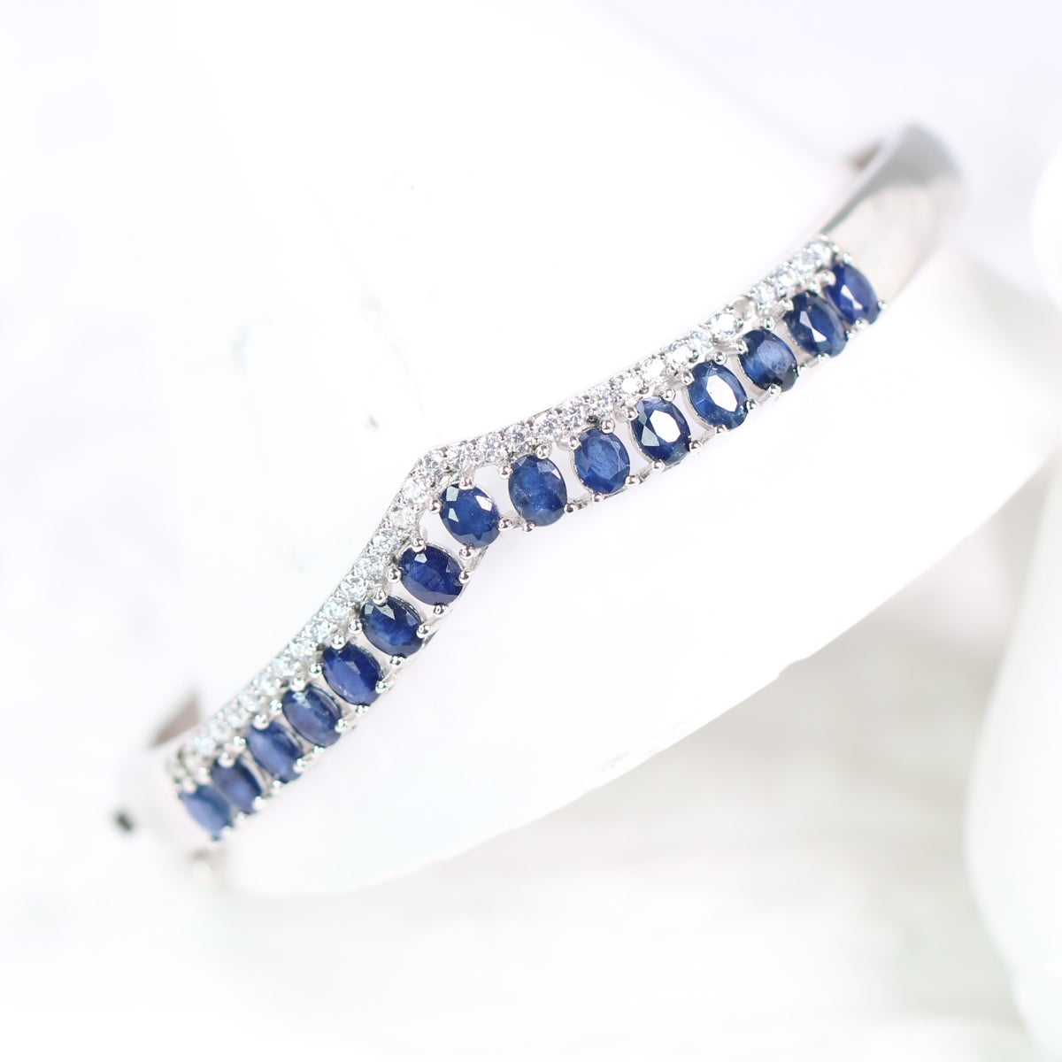 ONE S925 Silver Natural Sapphire Royal Blue Bracelet