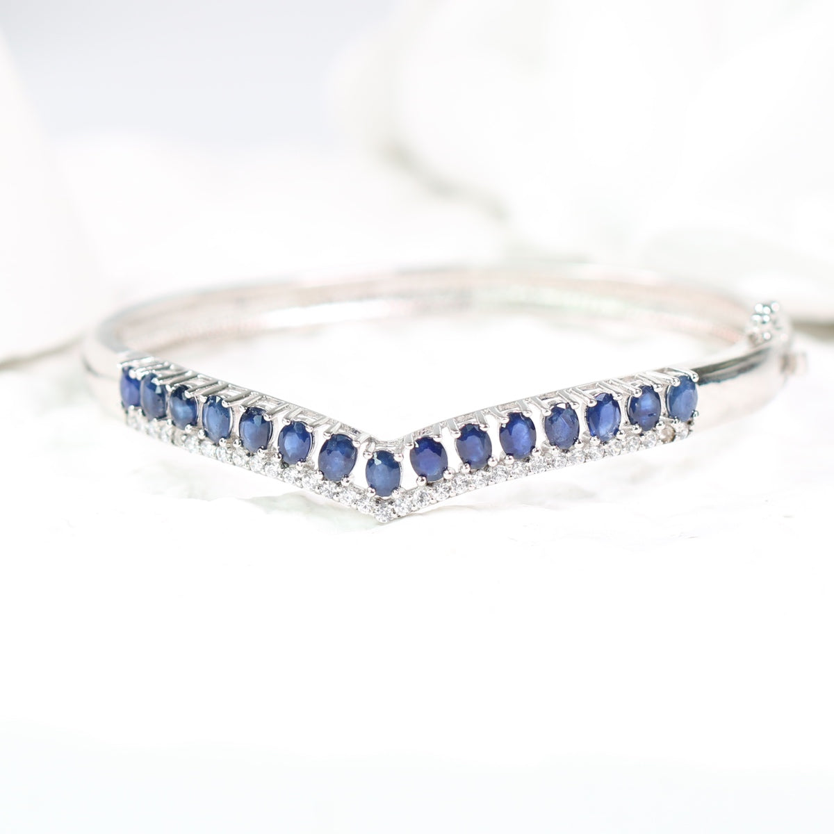 ONE S925 Silver Natural Sapphire Royal Blue Bracelet