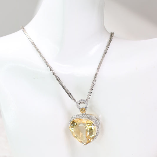 ONE S925 Silver Natural Citrine necklace Ocean of heart