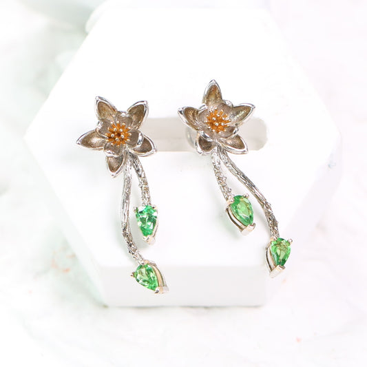 ONE S925 Silver Natural Diopside earring