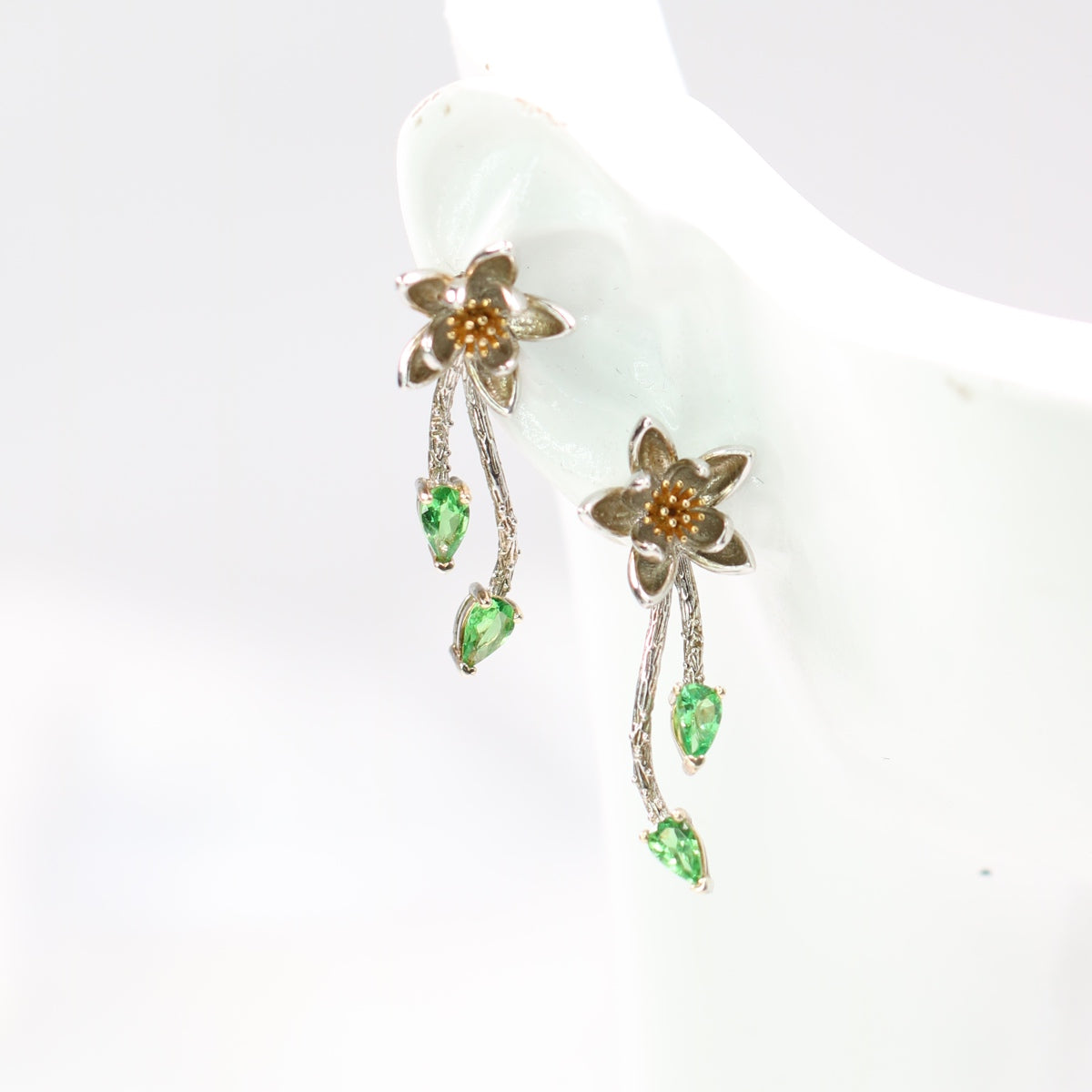 ONE S925 Silver Natural Diopside earring