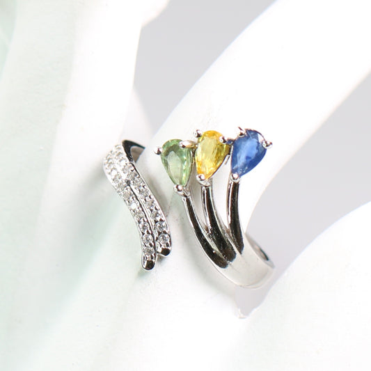 JR3375 S925 Silver Natural Colorful Sapphire Ring