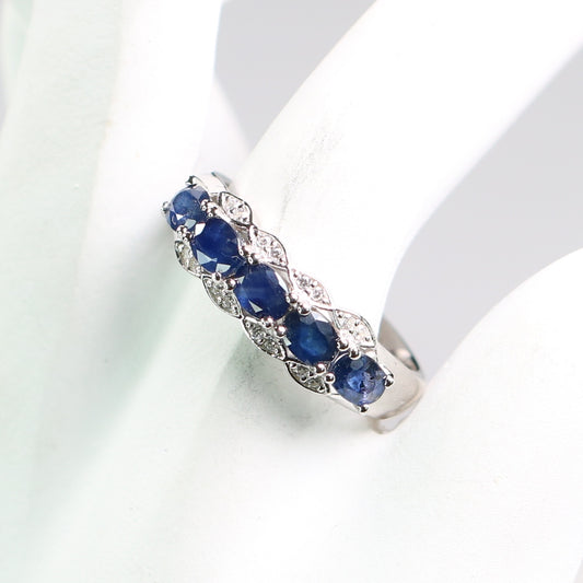 JR3896 S925 Silver Natural Sapphire Ring Band